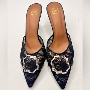Malone Souliers Missy Jewleled Lace Sandal Mules Size 42 /12